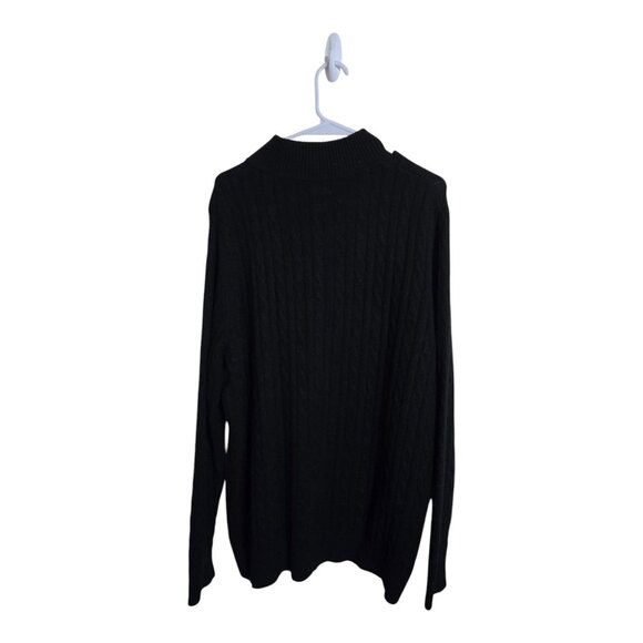 Ll.bean Sweater Men XL Black Cashmere Preppy Cable Knit Grandpa Core Fishermans - Picture 2 of 7